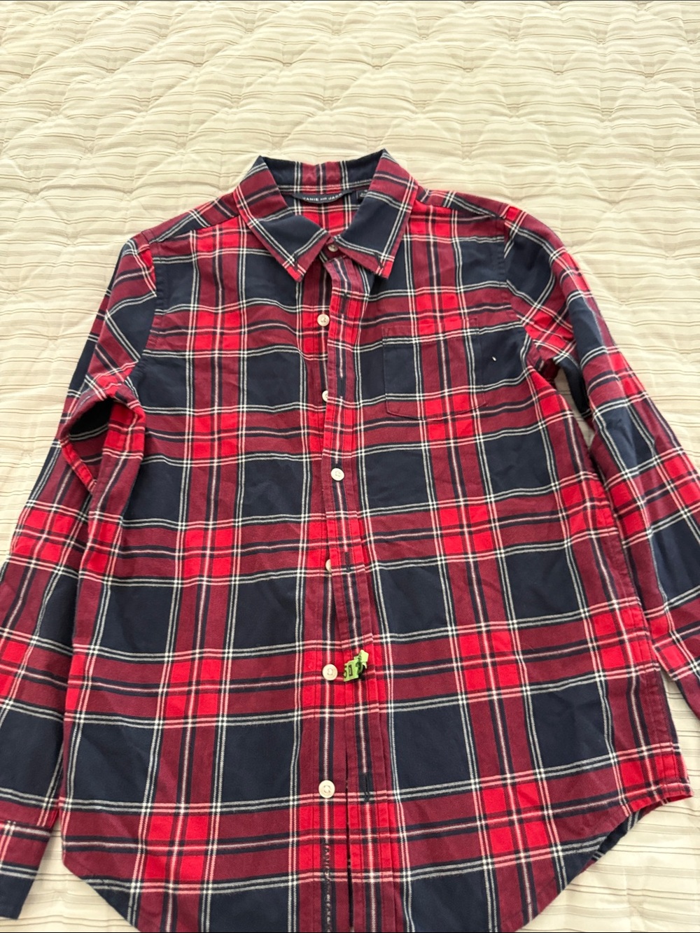 Janie and Jack Navy and Red Plaid Button-Down Shirt